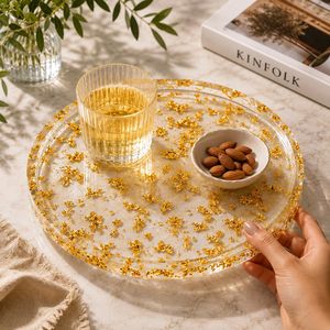 Functional Stylish Resin Polished Customized Pattern Dishwasher Safe Multifunction Party Serving <b>Tray</b> <b>Handles</b> Easy Use Morden - Product Image 3