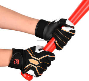 Top Quality Genuine Leather Hot Selling Baseball Batting <b>Gloves</b> Non Slip Youth Adult Unisex Lightweight Baseball Batting <b>Gloves</b> - Product Image 4