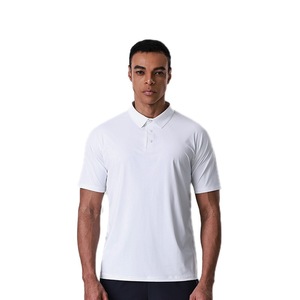 Polo à manches courtes blanc pour homme, coupe classique, couleur unie, tissu en coton Oxford respirant - Product Image 1