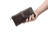 Cartera de Cuero Genuino con Logotipo Personalizado, Cartera RFID para Hombre, Tarjetero, Monedero, Cartera Larga de Cuero para Hombre