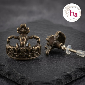 Poignée de meuble industrielle en fonte Ba Antique Royal Crown pour commodes et tiroirs de chambre, forme originale, durable - Product Image 1
