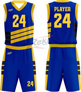 ชุดยูนิฟอร์มบาสเก็ตบอลสั่งทำขายส่ง ระบายอากาศได้ดี ซับเหงื่อ แห้งเร็ว เสื้อแขนกุด พิมพ์โลโก้ทีมและหมายเลข - Product Image 1