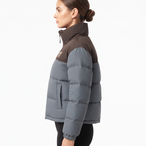 Best Quality <b>Women's</b> Quilted <b>Padded</b> <b>Winter</b> <b>Coat</b> Color Block Full Zip Jacket Warm Polyester Filled Regular Length - Product Image 4
