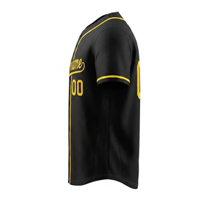 Camiseta de béisbol negra para hombre con nombre del equipo y número 00 sublimados, corte regular, manga corta, 100% poliéster. - Product Image 5