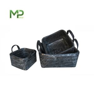 Panier de rangement en bambou écologique vintage, poignées, couleur personnalisée, design carré, Vietnam, pour la maison, la cuisine, plateau à fruits - Product Image 3