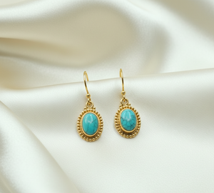 Natural Turquoise Gemstone 925 Sterling <b>Silver</b> <b>Drop</b> <b>Earrings</b> Vintage Boho Handmade Rose Gold Yellow Gold Plated Women Jewelry - Product Image 2