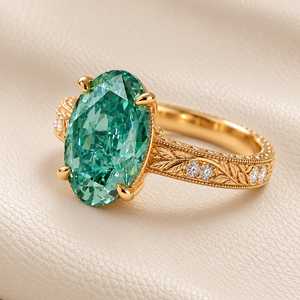 Anillo de Diamante Verde Cultivado en Laboratorio de 2 Quilates, Claridad VS1, Oro Sólido de 10k, 14k, 18k, Oro Rosa, Plata, Anillo de Compromiso Solitario - Product Image 5
