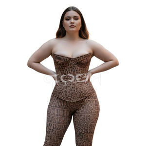 Conjunto de corsé y leggings con estampado de piel de cocodrilo al por mayor |   Corsé Moldeador de Cuerpo con Estampado de Sublimación Personalizado para Mujer - Product Image 3