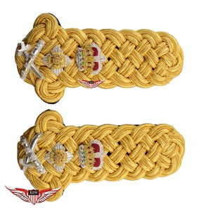 KEW Vintage Eco-Friendly Bullion Wire <b>Braided</b> Epaulettes Light Yellow Embroidered Crown Star Shoulder Boards Luxury <b>Accessory</b> - Product Image 1
