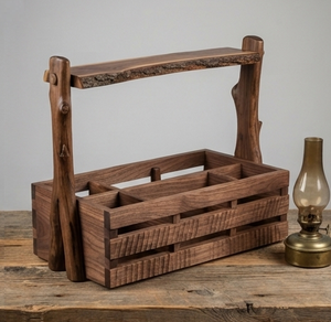 Organizador de Cubiertos y Utensilios de Cocina Decorativo y Único, Hecho a Mano con Madera de Mango, para Almacenamiento en la Oficina - Product Image 1