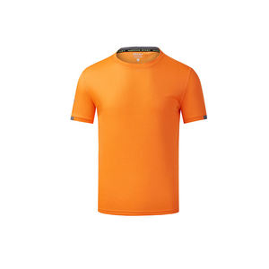T-shirt de sport pour homme, vert néon, manches courtes, col rond, séchage rapide, tricoté en polyester, rayé, compression, 320g, coupe classique - Product Image 4