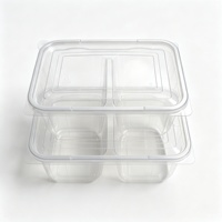 Boîtes alimentaires jetables en plastique transparent à 2 compartiments avec couvercles à pression, contenants empilables divisés pour desserts et préparation de repas