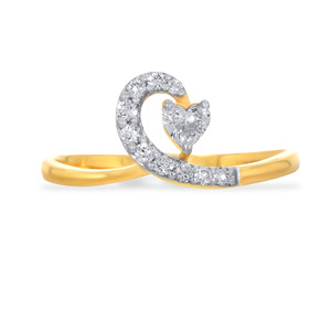 Bague solitaire en diamant étincelant en or jaune massif 18 carats, bague en or jaune 18 carats avec tourbillon de diamants - Product Image 3
