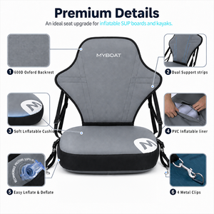Siège gonflable personnalisé OEM pour planche à pagaie, chaise de kayak à dossier haut avec 4 clips métalliques pour <span class=keywords><strong>SUP</strong></span> et canoë – Vente en gros - Product Image 4