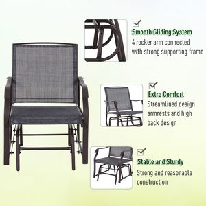 Ensemble de balançoire à bascule d'extérieur Garden Gray 3 pièces avec table bistro et tissu en maille respirante (jusqu'à 352 lb) - Product Image 6