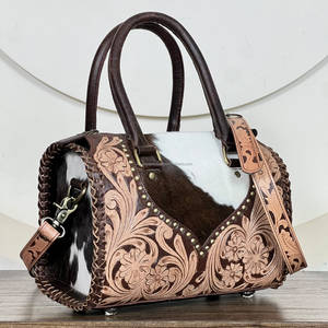 Latest Designer Genuine Tooled Cowhide Leather Western Medium Size Speedy Bag Floral Handcrafted Lady Shoulder Speedy Handbags - Product Image 3