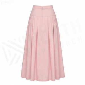 Falda Midi Plisada de Cintura Alta para Mujer, Color Rosa Sólido, Elegante, Tela Satinada, Estilo Japonés, Alta Calidad, para Todas las Temporadas - Product Image 2
