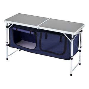 Stazione di Cucina Portatile in Alluminio Leggero con 3 Altezze Regolabili per Campeggio all'Aperto, Tavolo da Cucina Stile Pannello in Legno, Facile da Riporre - Product Image 6