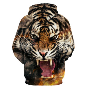 Sweat-shirt à capuche surdimensionné pour homme avec logo personnalisé imprimé Lion, impression en relief - Product Image 4