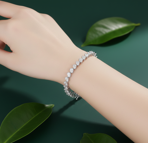 Elegante pulsera de tenis con diamantes de laboratorio talla pera, original en oro blanco, brillante, con cadena de eslabones de diamantes en forma de lágrima para mujer. - Product Image 3