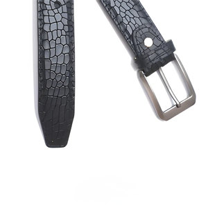 Cinturones de Cuero Vacuno Negro Genuino con Textura para Hombre, Premium, Elegantes, Duraderos, Ajustables, Accesorios para Pantalones, Venta al Por Mayor, Fábrica OEM - Product Image 2