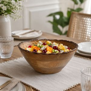 Tazón de Servir Rústico de Madera de Mango Premium, Hecho a Mano, para Ensaladas y Frutas, Decorativo para Cocina y Comedor, Ecológico, Libre de BPA, para Fiestas - Product Image 2
