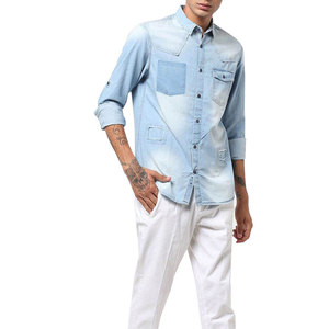 เสื้อเชิ้ตเดนิมทรงสลิมฟิตสำหรับผู้ชาย พรีเมียม ขายส่ง แขนยาว ปรับแต่งได้ พร้อมกระเป๋าอเนกประสงค์ - Product Image 4