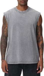 Camiseta sin Mangas con Logotipo Personalizado, 100% Algodón, Estilo Punk, Lavado Ácido, Estampado Animal, Ropa Urbana para Hombre - Product Image 4