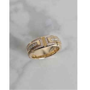 14K Yellow Gold Geometric Moissanite <b>Ring</b> VVS1 D Color Luxury Designer Band <b>Ring</b> for <b>Men</b> and Women - Product Image 3