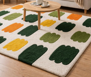 Tapis d'intérieur moderne en laine multicolore tufté à la main, écologique, antidérapant, doux et rembourré, à motif géométrique, adapté aux animaux domestiques, pour salon - Product Image 1