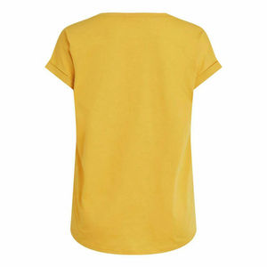 T-shirt en jersey de coton jaune pour femme, col rond, manches courtes, coupe ample, décontracté, pour le printemps et l'été - Product Image 2