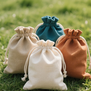 Linen <b>Drawstring</b> Bags Plain Dyed Eco Friendly Woven Craft Storage Pouches Multiple Colors Natural Fabric Gift Packaging - Product Image 2