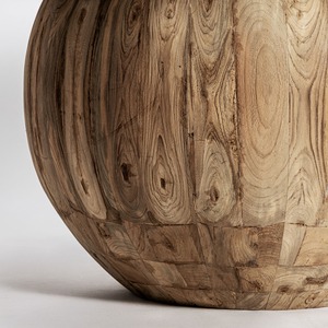 Rustic Modern <b>Wooden</b> <b>Dining</b> <b>Table</b> with <b>Round</b> Top and <b>Solid</b> Teak Base for Contemporary Home Interior - Product Image 5