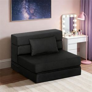 Sedia Pieghevole Nera e Divano Letto dal Design Elegante - Product Image 1