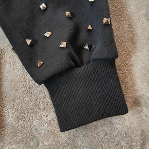 Sweat-shirts à capuche zippés en molleton 100 % coton de haute qualité, best-sellers, noirs unis, avec broderie personnalisée et entièrement ornés de strass pour hommes - Product Image 3