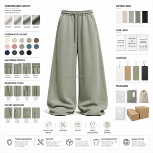 Pantalon large décontracté pour femme, en molleton de coton 450 GSM, idéal pour un usage quotidien, collection Premium 2026, doux, confortable, taille élastique - Product Image 6