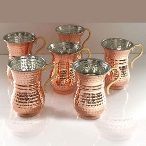 Durable Pure <b>Copper</b> Hammered <b>Cups</b> with Reusable Straws Stylish Cocktail Drinkware for Bar Hotel and Cafe Serving - Product Image 1