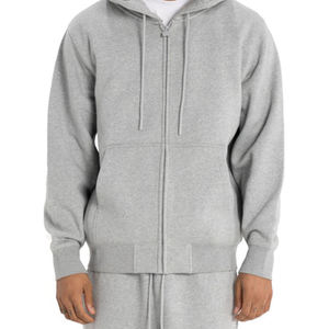 Sweat-shirt à capuche zippé noir pour homme, coupe classique, couleur unie, décontracté, en coton tricoté, pour l'automne - Product Image 5