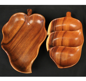 Tazón de madera con forma de hoja, 2 piezas, en diferentes diseños, vajilla ecológica, producto en oferta del fabricante. - Product Image 1