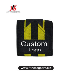 Support de poignet jaune avec logo personnalisé, réglable, à fermeture auto-agrippante, pour musculation, unisexe - Product Image 3