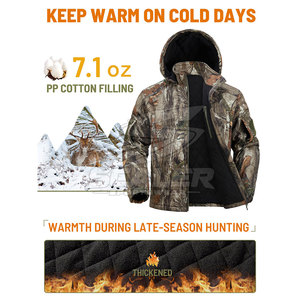 Veste de chasse d'hiver légère en toile pour homme, avec capuche, fermeture éclair intégrale, plusieurs poches, respirante, poignets ajustables - Product Image 4