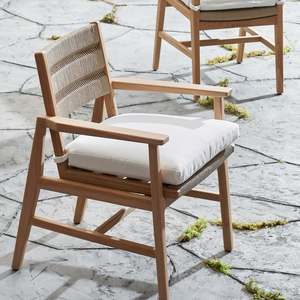 Chaise de salle à manger design moderne en teck naturel et dossier en corde, écologique, pour villa, chaise de salle à manger extérieure Tiffany - Product Image 6
