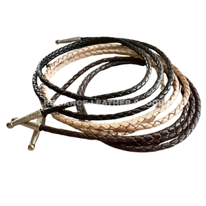 Bulk 5mm Black Dark Brown Natural Bolo <b>Braided</b> Leather <b>Cord</b> for Jewelry Supplies Professional Jewelry Leather <b>Cord</b> Supplier - Product Image 4