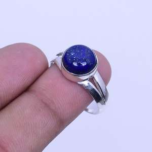Lapis Lazuli Gemstone <b>Ring</b> 925 Sterling Silver Boho Handmade Jewelry Statement <b>Ring</b> Gift For Women Men - Product Image 1