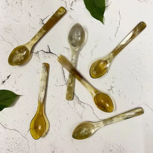 Farmhouse style horn spoon set handmade from real horn materials ideal for natural rustic and traditional homes - Product Image 1