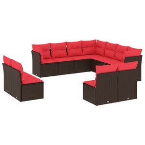 Juego de sofás de patio de ratán sintético marrón de 11 piezas con cojines para conjuntos de jardín - Product Image 2
