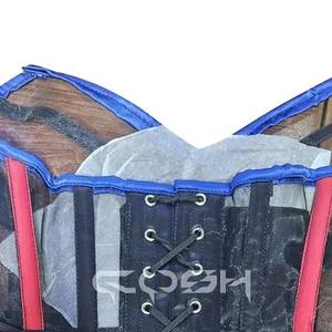 Corset sexy transparent en résille noire, bustier à fermeture éclair sur le devant avec bonnets à armatures |   Achetez maintenant - Product Image 5