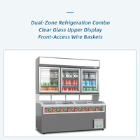 Congélateur combiné 3 portes à double niveau, corps blanc/gris personnalisable pour la présentation de snacks surgelés en snack-bar