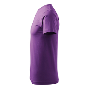 Camiseta de algodón morada para hombre, manga corta, cuello redondo, corte regular, informal, color liso, tejido de punto, teñido liso, camiseta para correr - Product Image 5