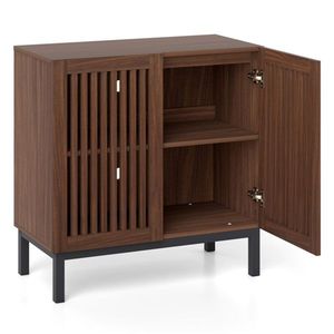Credenza Buffet in Noce e Nero Stile Rustico da 32 Pollici con 2 Ante e Ripiano Regolabile per Cucina - Product Image 4